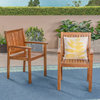 GDF Studio Teague Outdoor Acacia Wood Dining Chairs, Set of 2