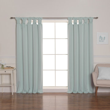 BANDTAB -Thermal Insulated Blackout Knotted Tab Curtain Set, Mint, 52" W X 84" L