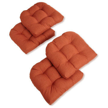 19" U-Shaped Spun Polyester Tufted Dining Chair Cushions, Set of 4, Cinnamon