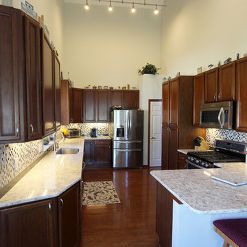 Kitchen Update with Gray Quartz Countertops and Tile Backsplash ~ Strongsville