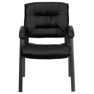 Flash Furniture Executive Side Guest Chair in Black with Titanium Frame