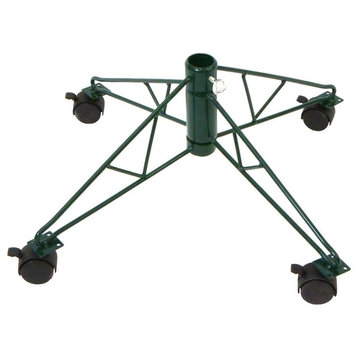 21" Green Rolling Metal Tree Stand for 6.5'-7.5' Artificial Christmas Trees