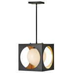 FREDRICK RAMOND - Fredrick Ramond Vega 1-Light Anvil Black Pendant - Vega�s sculptural form mixes elements of daring mid-century flair with retro drama. Interspersing spheres and squares within its dramatic profile, Vega�s textured exterior of Anvil Black merges with a tantalizing Gilded Gold interior to create an art-worthy silhouette.