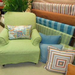 lemongrass and blues - Upholstery Fabric