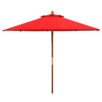 Safavieh Cannes 11 Ft Wood Umbrella, Red