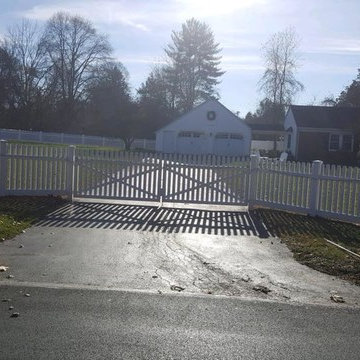 White Vinyl Fencing and Custom Built Gate
