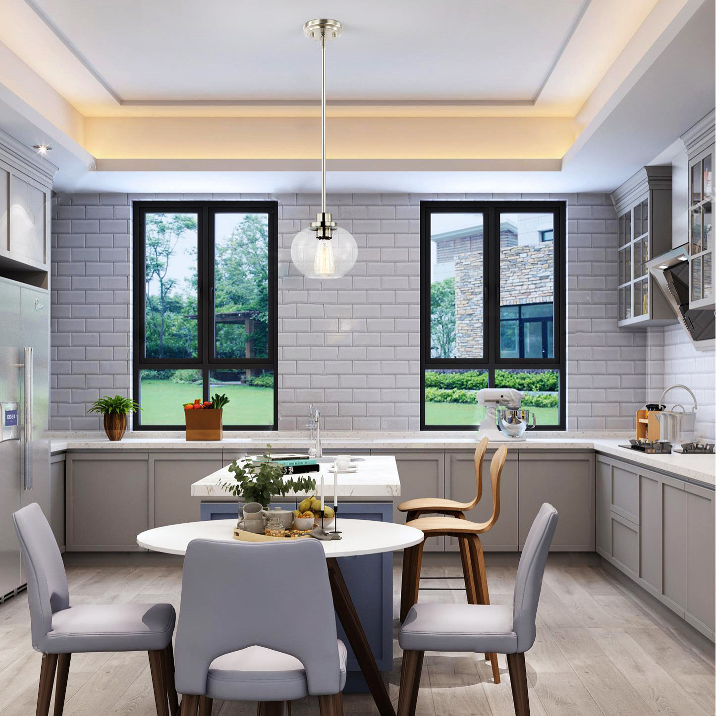 Comstock Seeded Glass Pendant Light