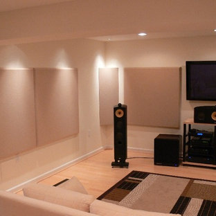 Design ideas for a contemporary home cinema in Richmond.