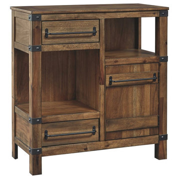 Ashley Furniture Roybeck Accent Cabinet in Light Brown and Bronze