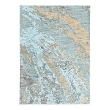 Casa Marble Rug, Blue and Gray, 5'3"x7'6"