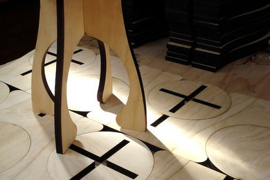 Alien laser cut plywood flat-pack stool