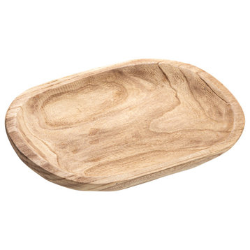 Hand-Carved Paulownia Wood Bowl, Natural