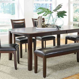 Coaster Dupree Casual Dark Cherry Dining Table Bench 4 Side Chairs Set - Dining Sets