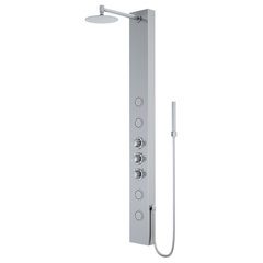 55 inch 3- Jet Stainless Steel Shower Panel System with Rainfall, Waterfall Shower Head, Tub Spout & Handheld Shower - Matte Black Finish