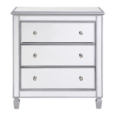 Chamberlan Clear Mirror 3 Drawer Bedside Cabinet