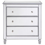 Elegant Furniture and Lighting - 3 Drawer Bedside Cabinet 33 In.X 18 In.X 32", Silver Paint - The Contempo collection is a modern and sleek decor family.  Every versatile item in this collection will add a soft contemporary feeling to any place in your home.