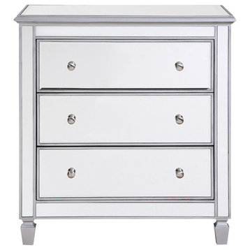 3 Drawer Bedside Cabinet 33 In.X 18 In.X 32", Silver Paint