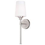 Vaxcel - Vaxcel W0355 Clark 1-Light Bathroom Light in Transitional and Cone Style 19 Inch - Classic styling and elegance come together in perfClark 1-Light Bathro Satin Nickel and WhiUL: Suitable for damp locations Energy Star Qualified: n/a ADA Certified: YES  *Number of Lights: 1-*Wattage:60w Incandescent bulb(s) *Bulb Included:No *Bulb Type:Incandescent *Finish Type:Satin Nickel