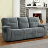 Homelegance Bensonhurst Power Double Reclining Sofa, Cool Blue Gray Fabric