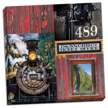 Fine Art Photograph, Historic Train Collage IV, Hand-Stretched Canvas