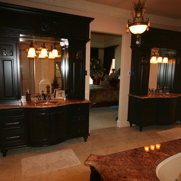 Bowed front black vanities