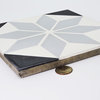 8"x8" Assila Handmade Cement Tile, Gray/Black, Set of 12