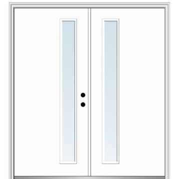 64"x80" 1 Lite Clear Left-Hand Inswing Primed Fiberglass Door, 4-9/16"