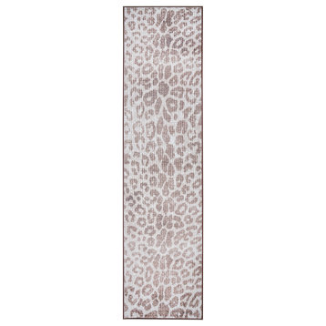 My Magic Carpet Miya Leopard Brown Washable Rug 2.5x10