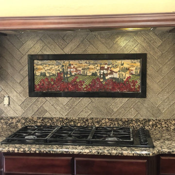 Tuscan Ville Mosaic Design For Kitchen Backsplash Landscape Wall Art | Mozaico