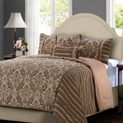 Chloe 5 Piece Comforter Set, Queen, Brown - Products