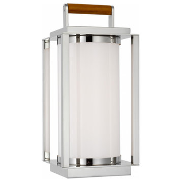 Northport Polished Nickel and Teak Small LED Table Lantern