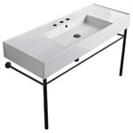 Scarabeo - Ceramic Console Sink and Matte Black Stand, Three Hole - This 48 inch console set was designed by Italian manufacturer Scarabeo. Inspired by the modern or contemporary style bathroom, this console comes with a white ceramic sink and matte black console mount. This console is available in three hole setting. It is part of the Teorema 2.0 collection.