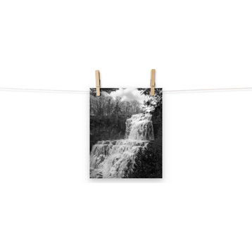 Chittenango Falls Landscape Photo Black and White Unframed Wall Art Print, 8" X 10"