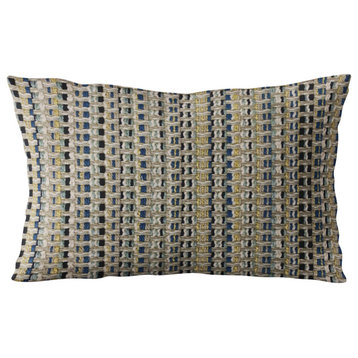 Plutus Blue Weave Stripe Luxury Throw Pillow, 20"x36"
