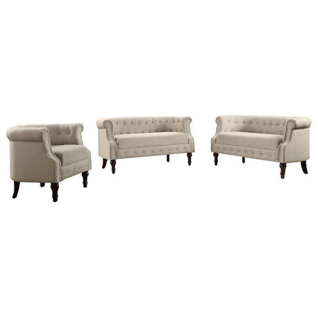 Celestia 3-Piece Living Room Set, Beige