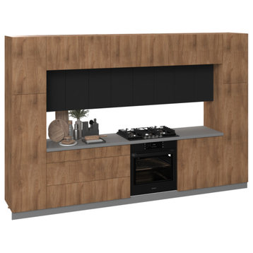 Kitchen Luxe Collection Natural Teak & Black Color Base Size 12Ft Wide