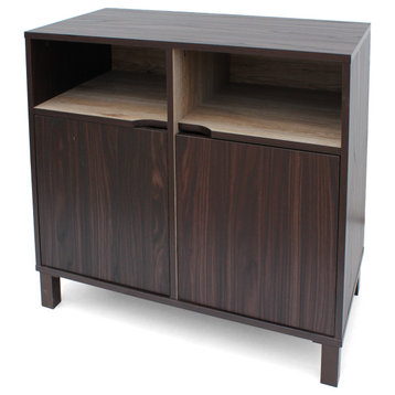 GDF Studio Provence 2-Shelf Walnut Finish Faux Wood Cabinet With Oak Interior, S