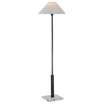 Asher Floor Lamp, 1-Light, Bronze, Crystal, Linen Shade, 55"H