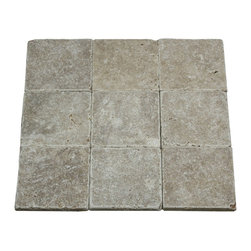 Noce 4" x 4" Tumbled Travertile Tile - Products