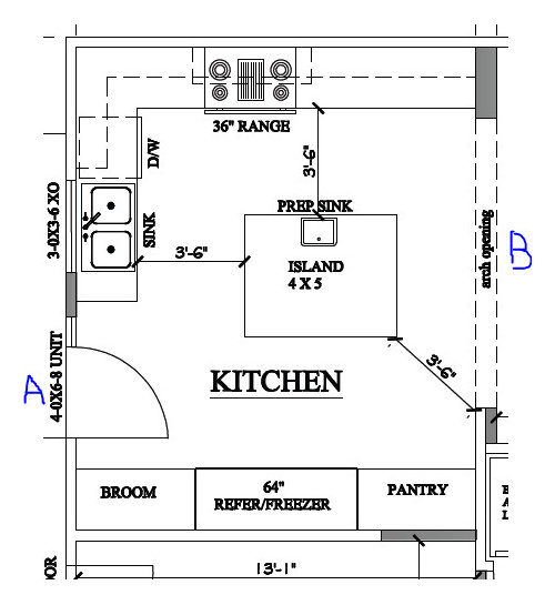 Island kitchen: floorplan critique?