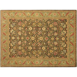 Bareens Designer Rugs - Turkish Knotted Istanbul Jerry Brown/ Green Wool Rug - 9'3'' x 11'9'' - Designed with a mesmerizing intricate traditional motif this glorious hand knotted rug is a masterpiece that will fill any space with sophistication and grace. An exhilarating color pallet with an elaborate design, this masterpiece features luxurious hand spun wool with all vegetable dyes to add comfort and style to your decor. The design, color and beautiful chromatic composition with a sheen in traditional and transitional designs, exude beauty, elegance and quality make this rug a masterpiece of its own.