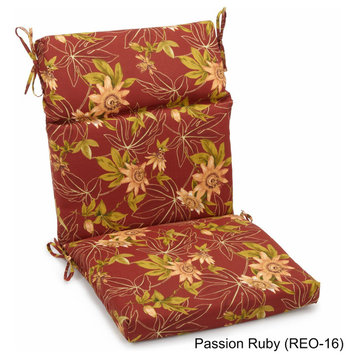 22"x45" Outdoor Squared Seat/Back Chair Cushion, Passion Ruby