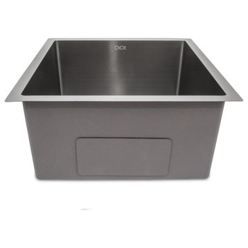CNOX QUADRA Black Stainless Steel Kitchen Sink, 15x15x8"
