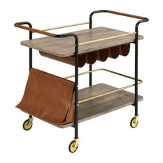 Plutus Brands Simple and Exquisite Metal Glass 2 Tier Trolly 