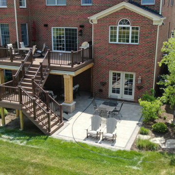 English Walnut TimberTech Deck & Belgard Patio in Hawthorne Woods, IL