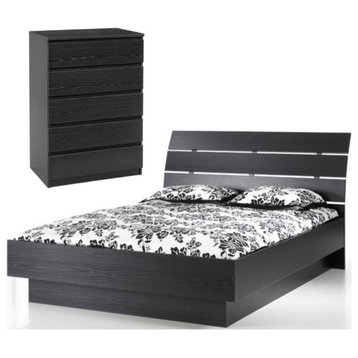 Home Square 2 Piece Furniture Set with Platform Queen Bed and Chest