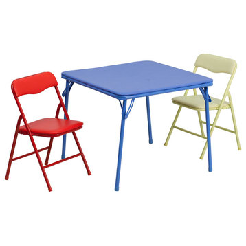 Kids Colorful 3-Piece Folding Table and Chair Set