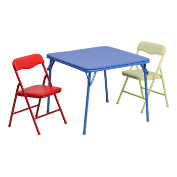 Kids Colorful 3-Piece Folding Table and Chair Set