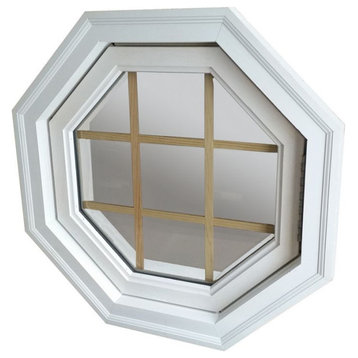 Cabin Breeze Wood Vent Oct Window W/Grille RH, Primed Complete With Clear Glass