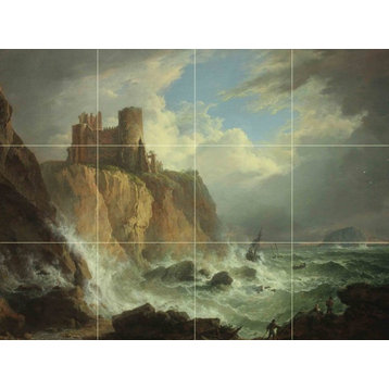 Tile Mural, View of Tantallon Castle and the Bass Rock Marble Matte